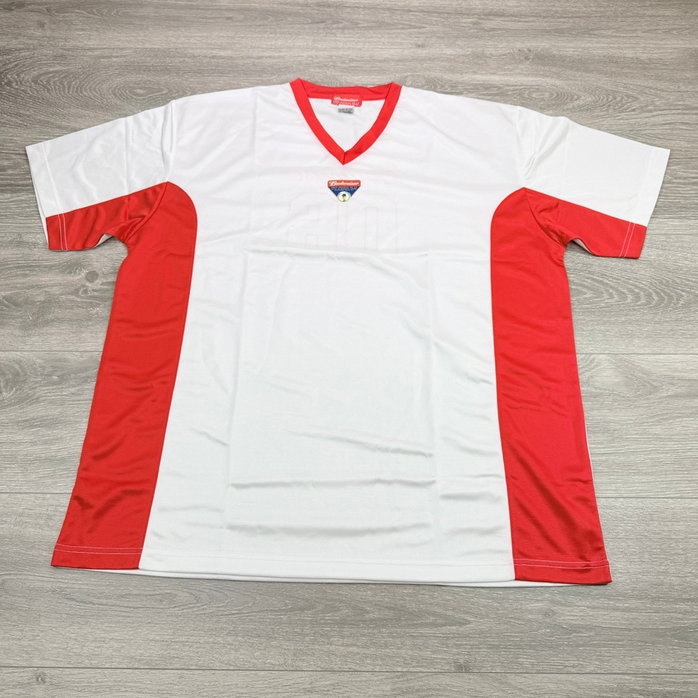 VTG Budweiser Soccer Jersey Mens XL White Red Fifa World Cup 2006 Official Beer